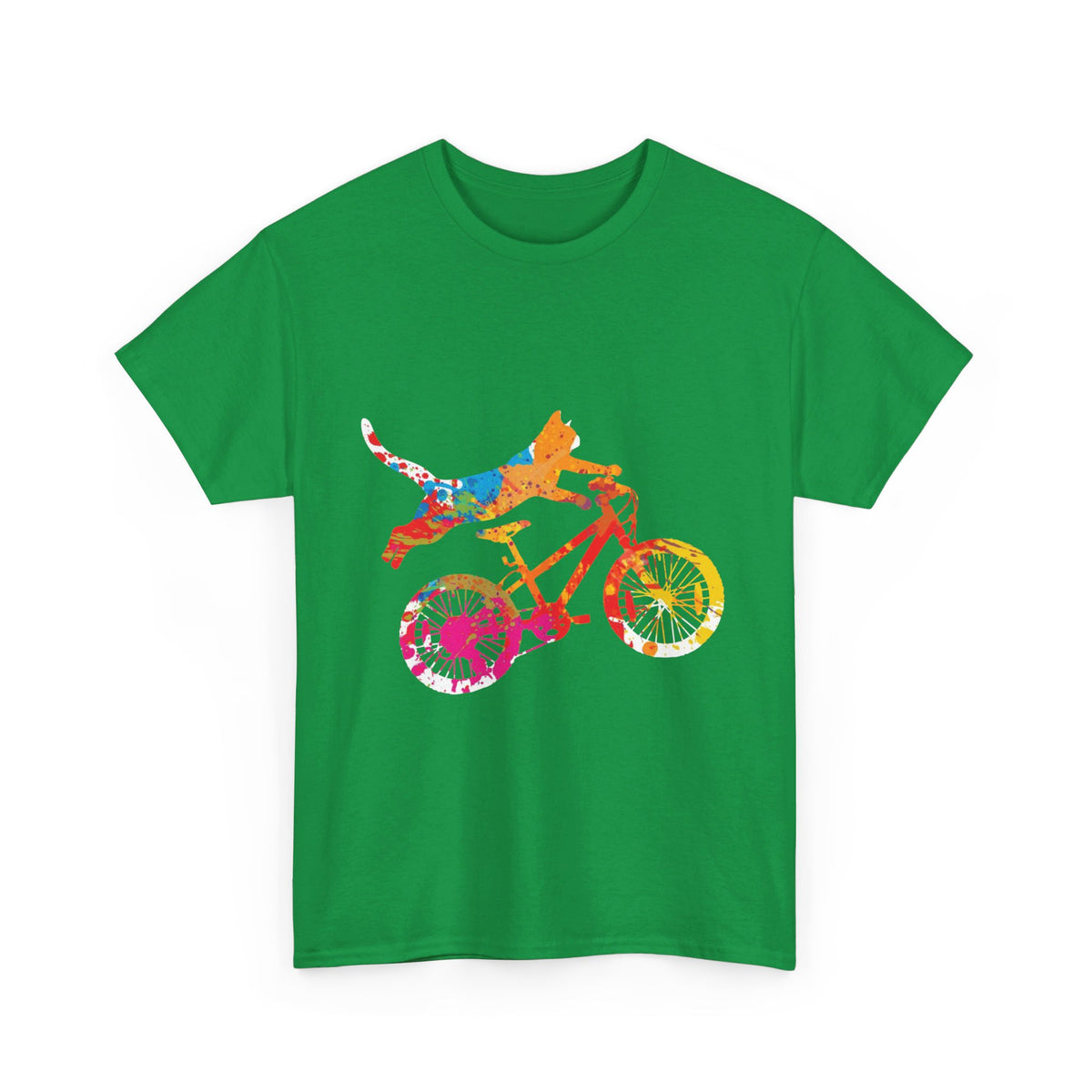 Super Cat Cyclist T-Shirt in Irish Green colour