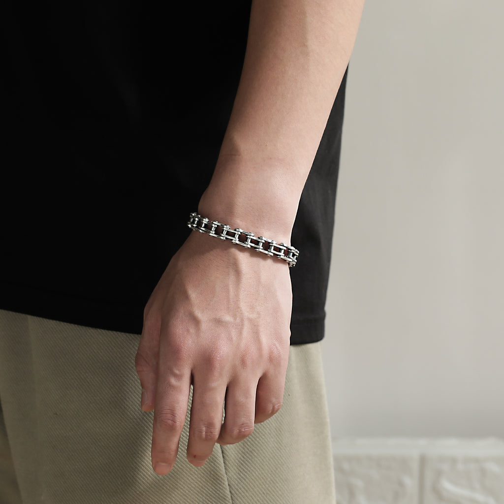 Sterling Silver Bike Chain Bracelet for Cyclists and Bikers