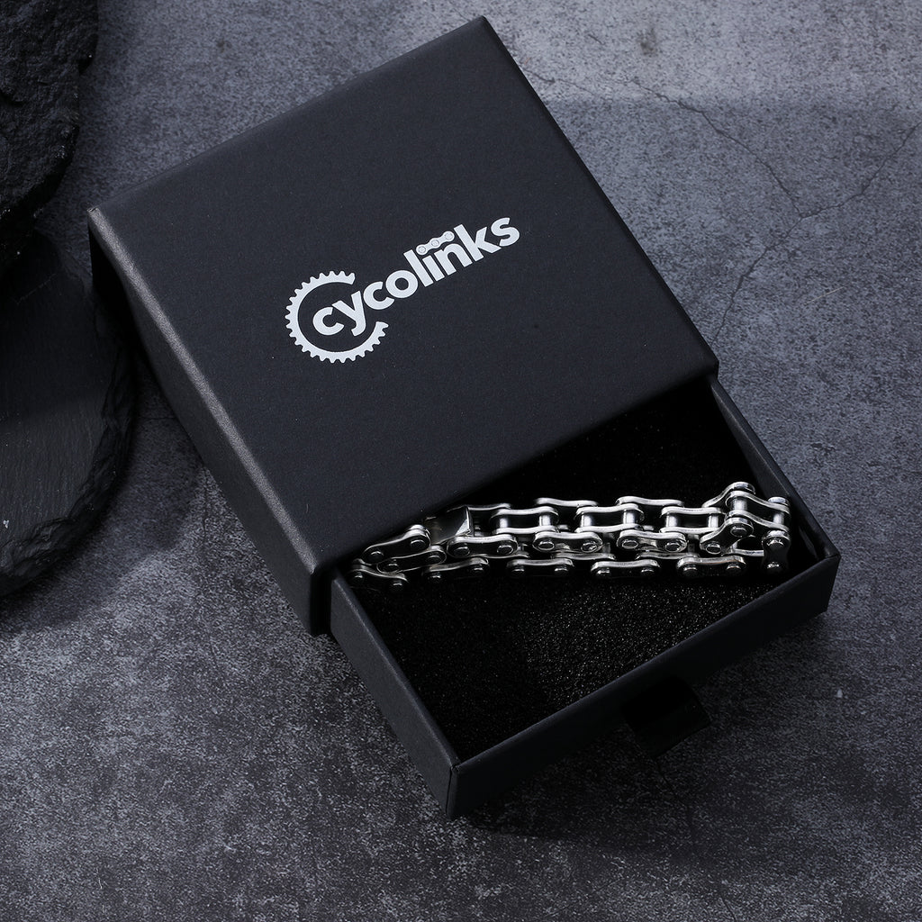Full View 925 Sterling Silver Bike Chain Bracelet - 10mm Width