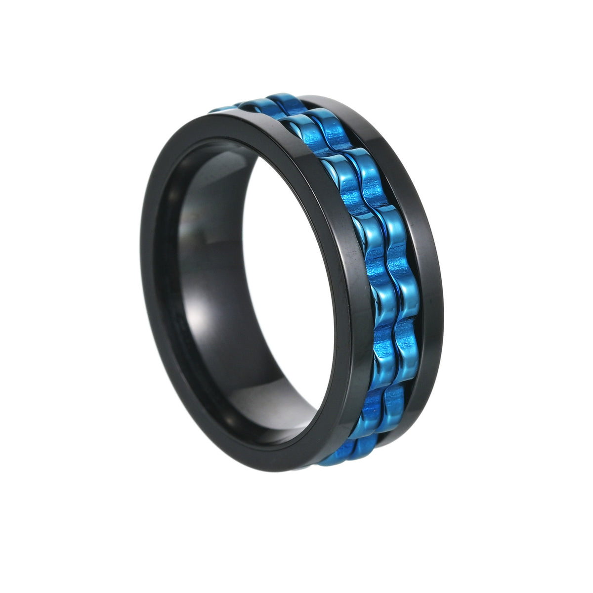 Gear Spinner Ring in Black Blue colour