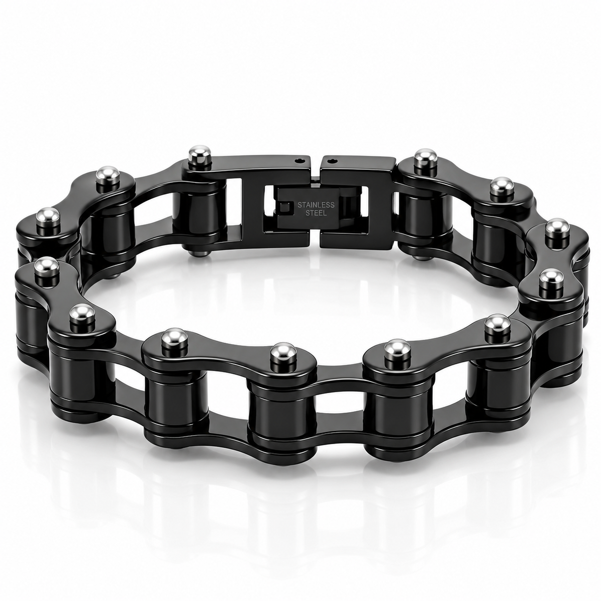 Stealth Black Bike Chain Bracelet – 10mm