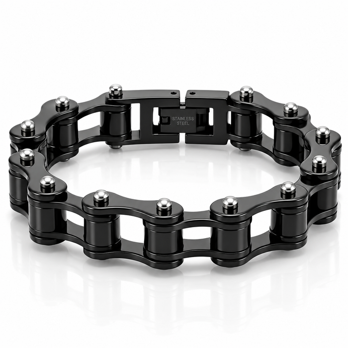 Stealth Black Bike Chain Bracelet – 10mm