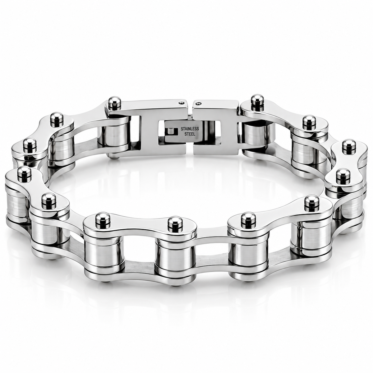 Stealth Silver Bike Chain Bracelet – 10mm