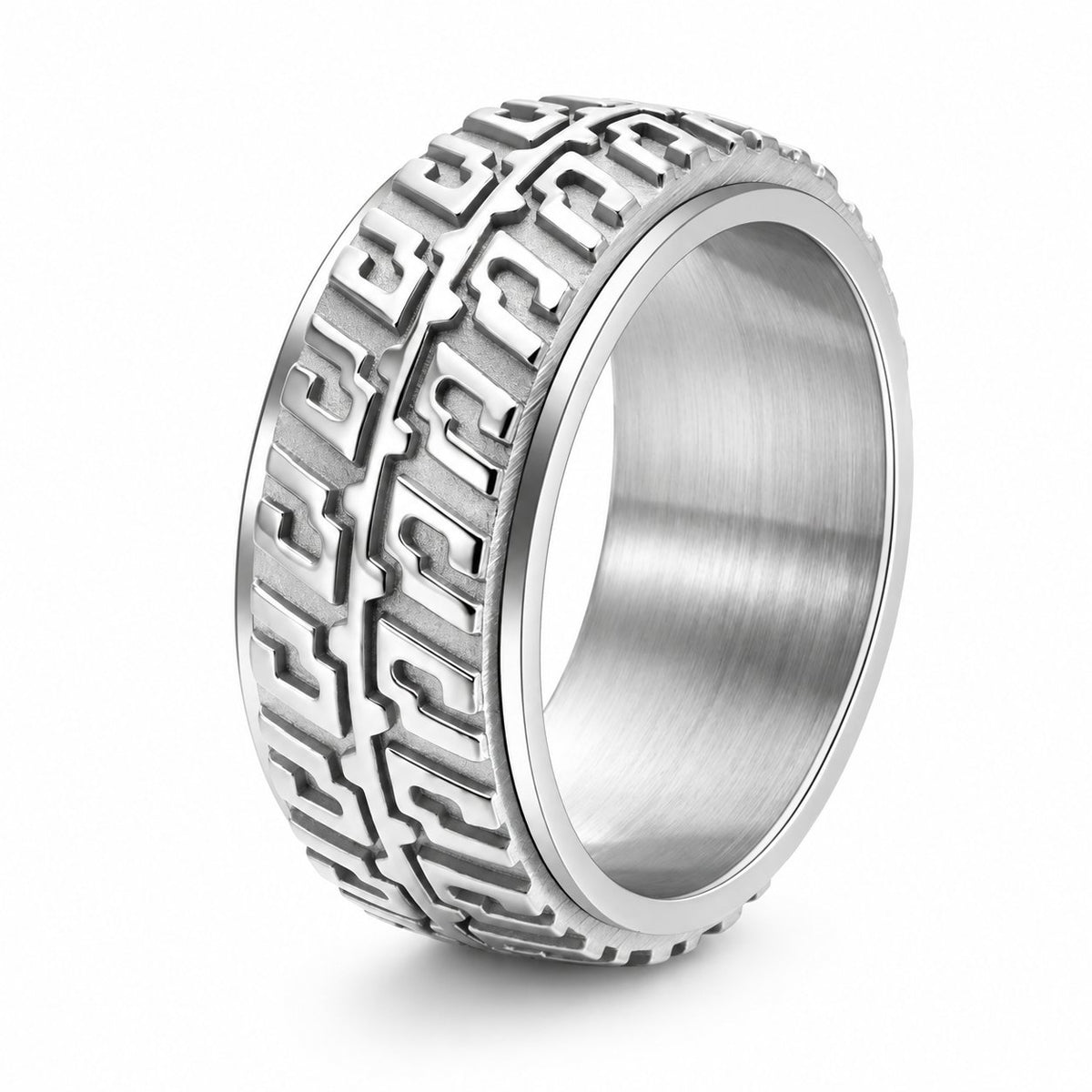 Cycolinks 11mm Tyre Tread Spinner Ring silver main on a white background