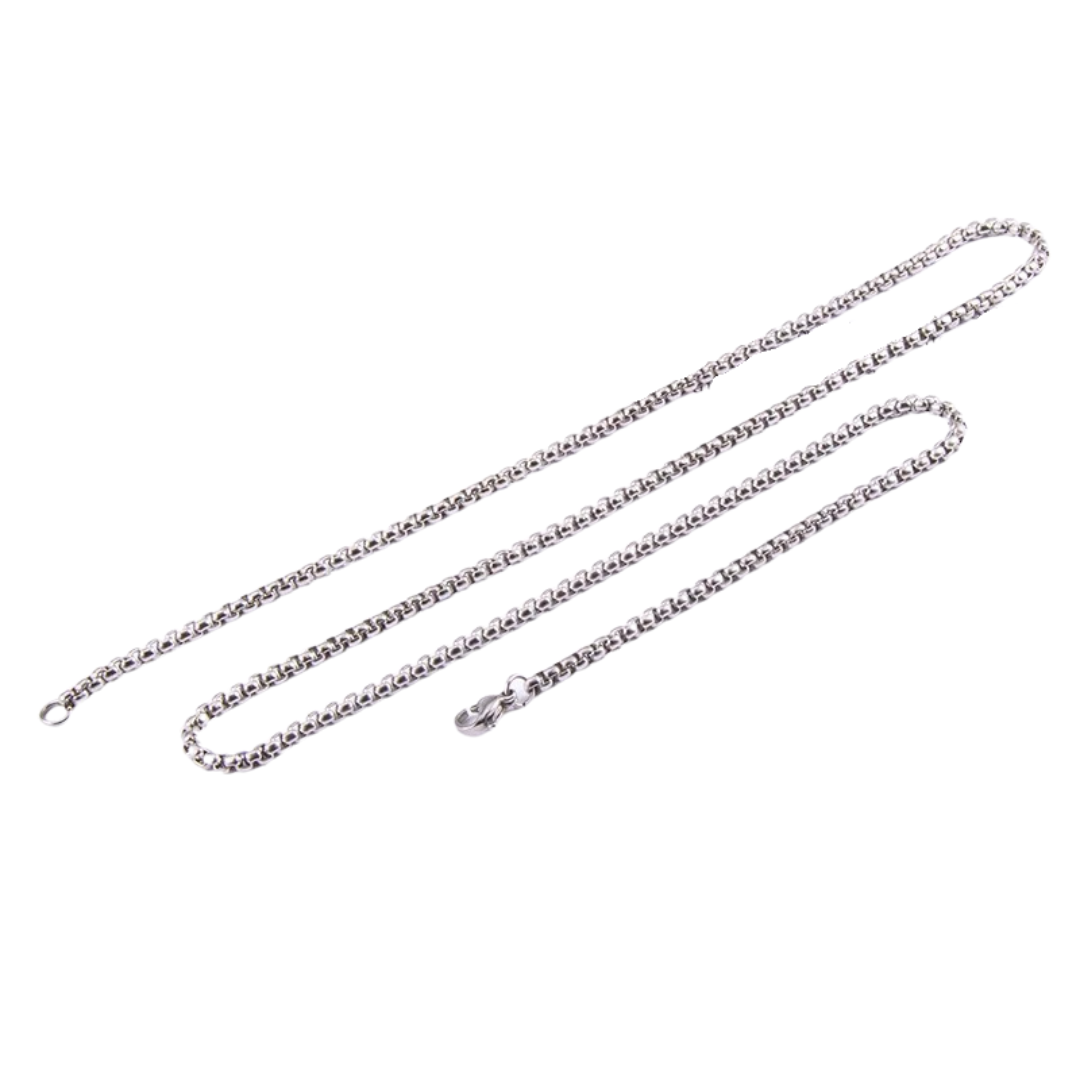 Stainless Steel Box Chain Necklace in Silver colour
