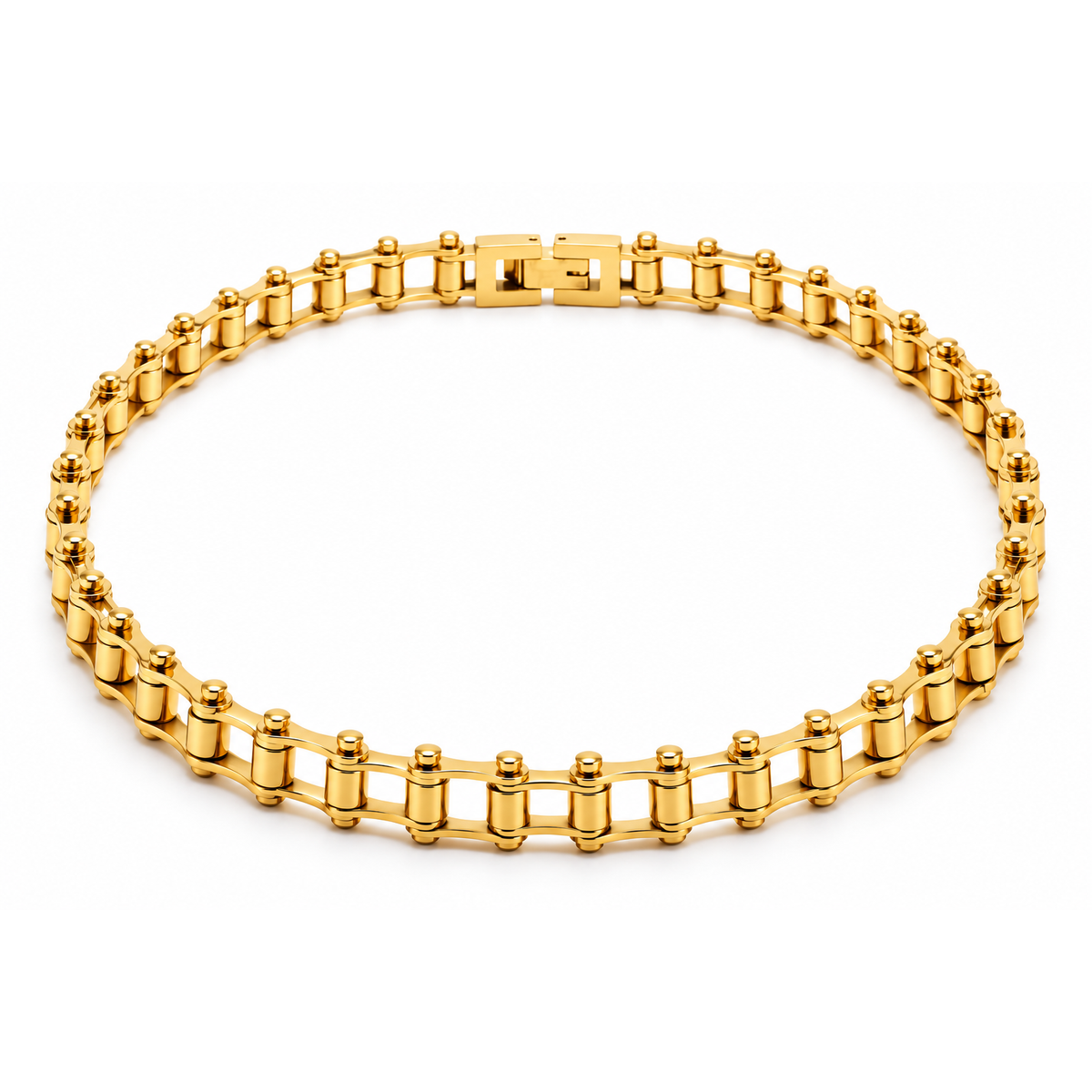 7mm Bike Chain Necklace in Gold colour