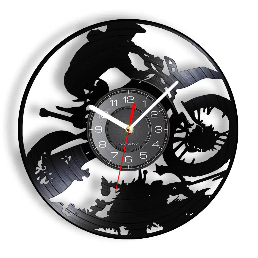 Scrambling Dirt Bike Vinyl Clock
