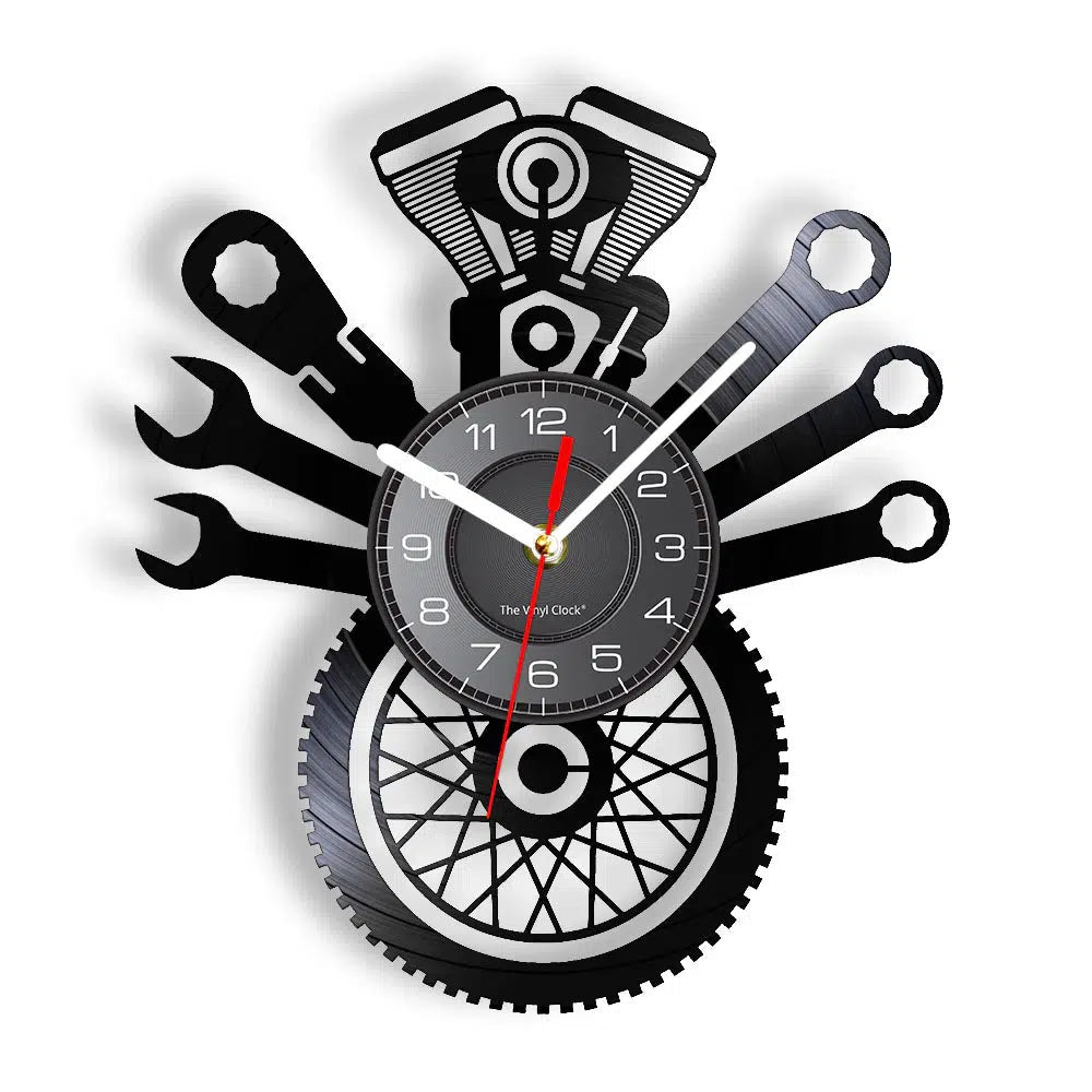 Motorcycle Repairs Vinyl Clock