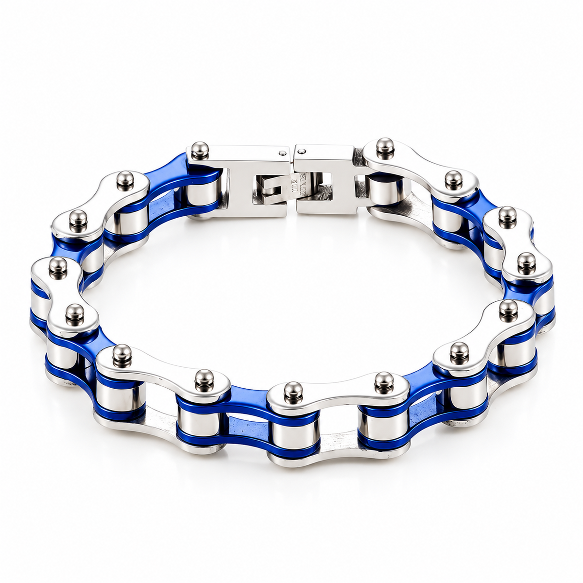 Sky Blue & Silver Bike Chain Bracelet – 10mm — enhanced studio product view