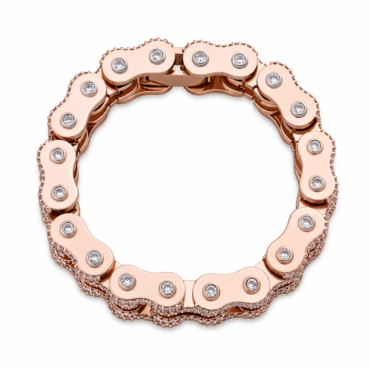 Bling Cubic Zirconia Bike Chain Bracelet – 18mm — enhanced main product photograph 1