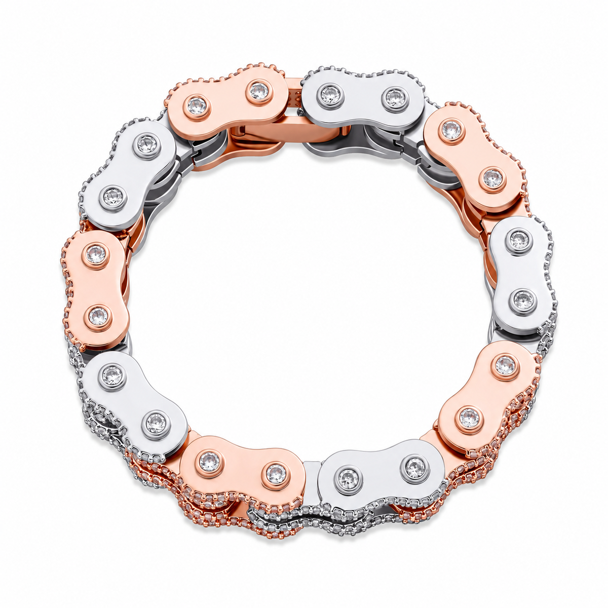 Bling Cubic Zirconia Bike Chain Bracelet – 18mm — enhanced gallery photograph 2