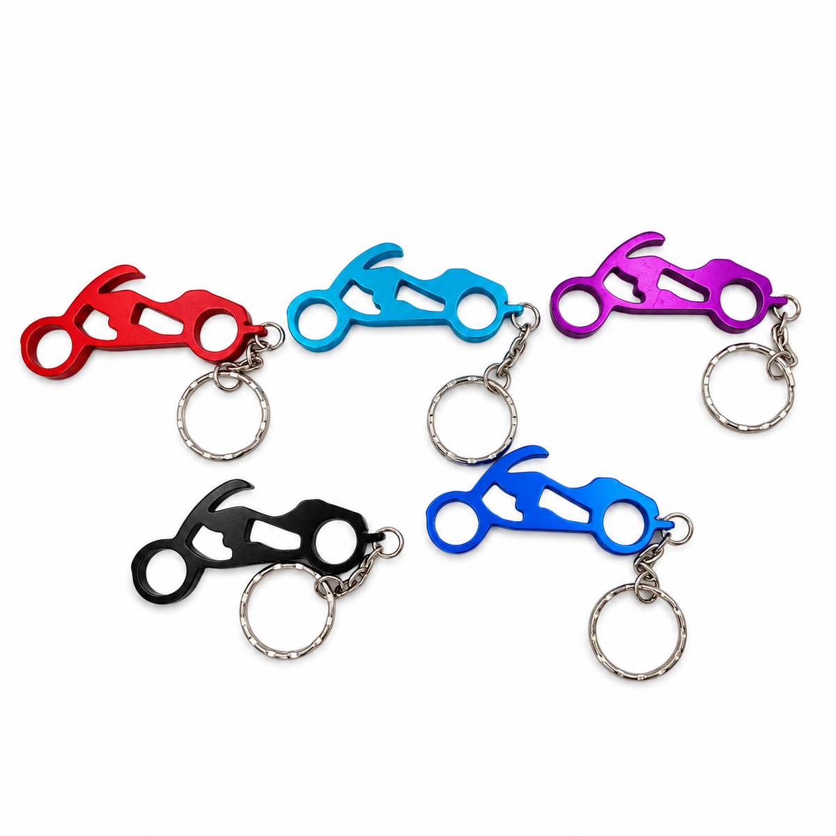 Cycolinks Motorbike Bottle Opener Keyring — product photograph on white background