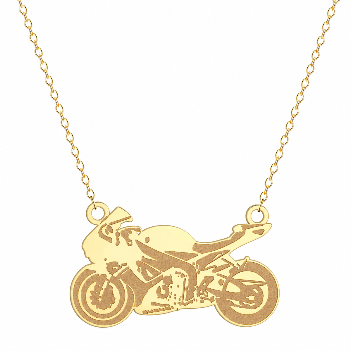 Cycolinks Apex Sport Motorcycle Necklace in Gold on a white background