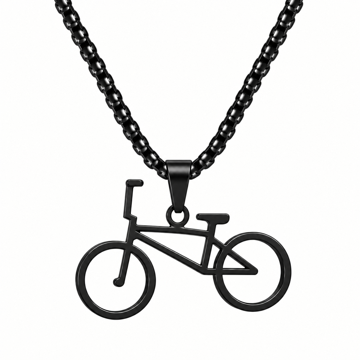 BMX bicycle pendant necklace in black finish