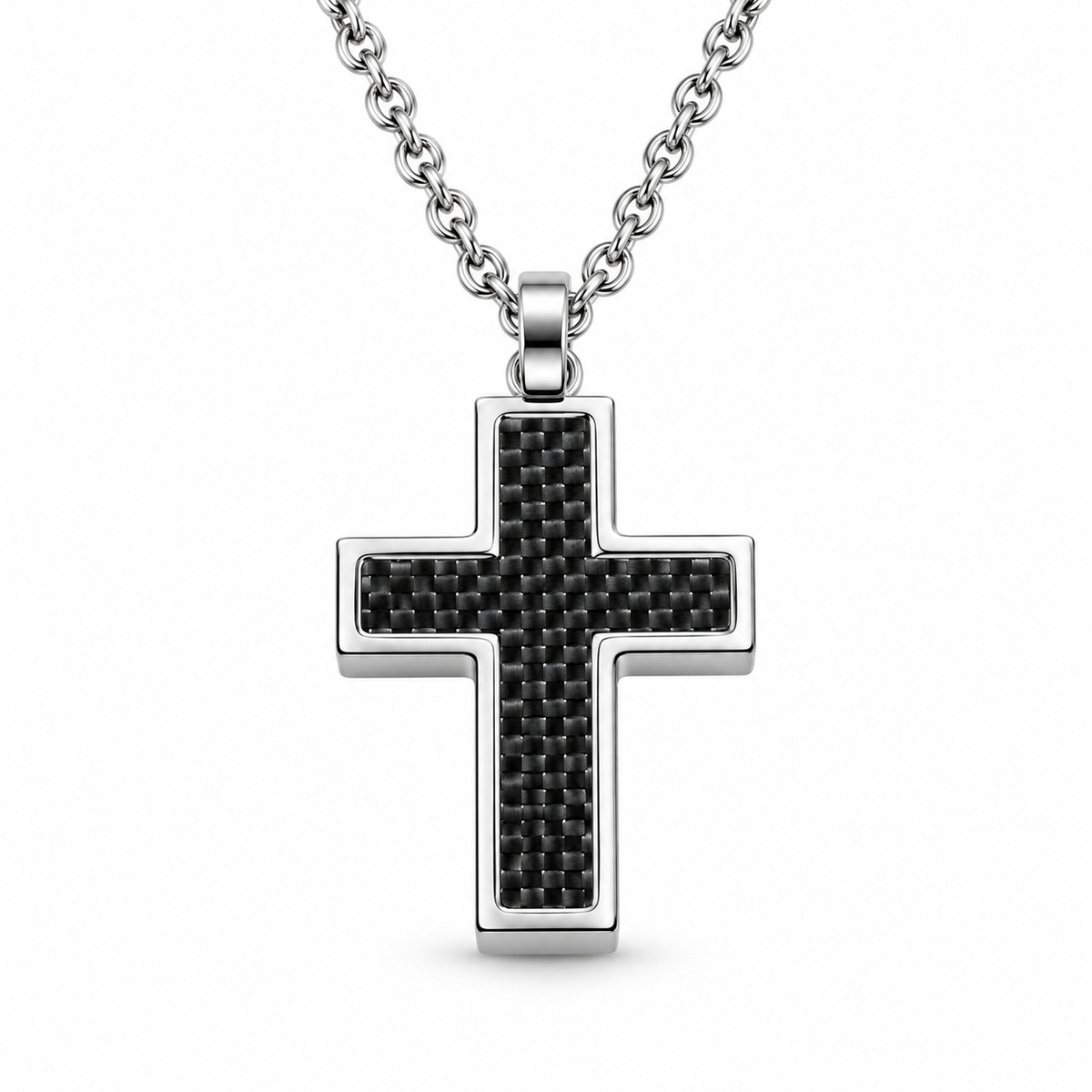 Cycolinks Carbon Cross Necklace – 50cm on a white background