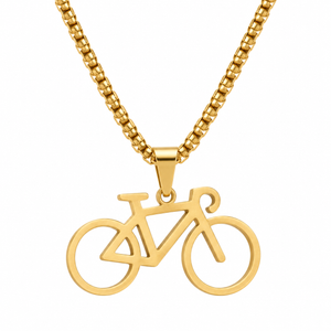 Road bike pendant necklace in gold-colour finish