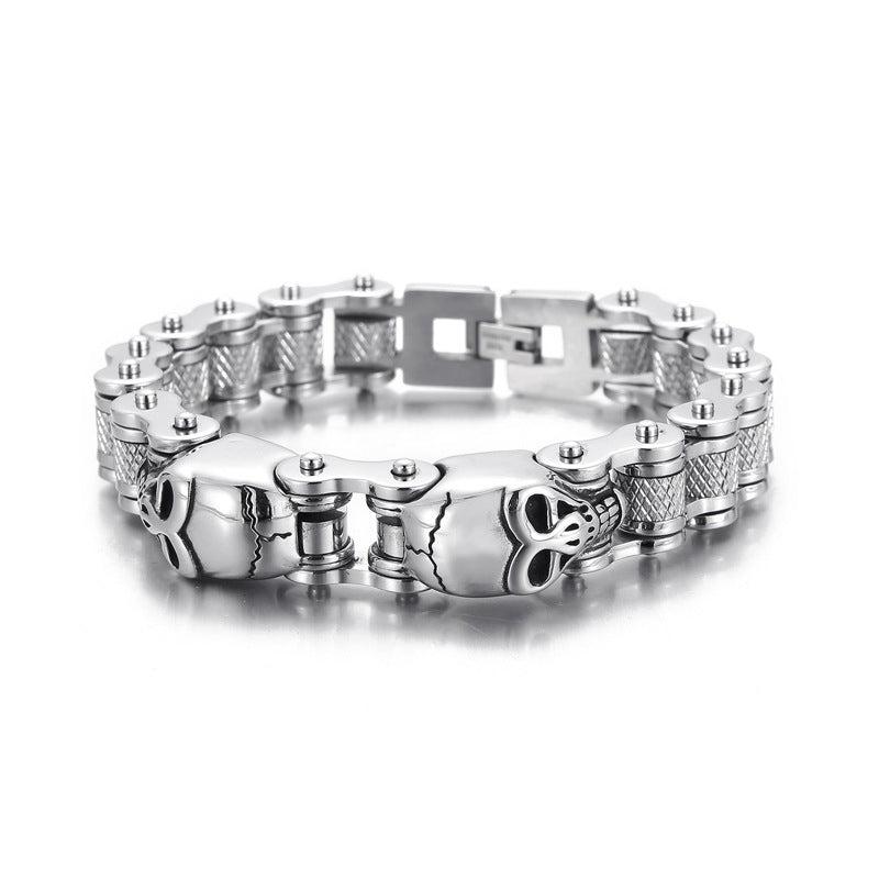 Titanium Steel Skull Bike Chain Bracelet