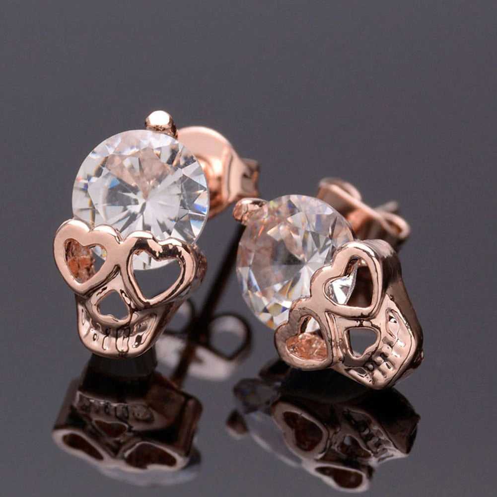 Cycolinks Rose Gold Skull Earrings - Cycolinks