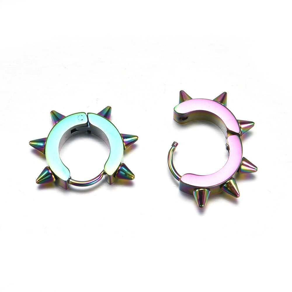 Punk Spike Hoop Earrings in Rainbow colour