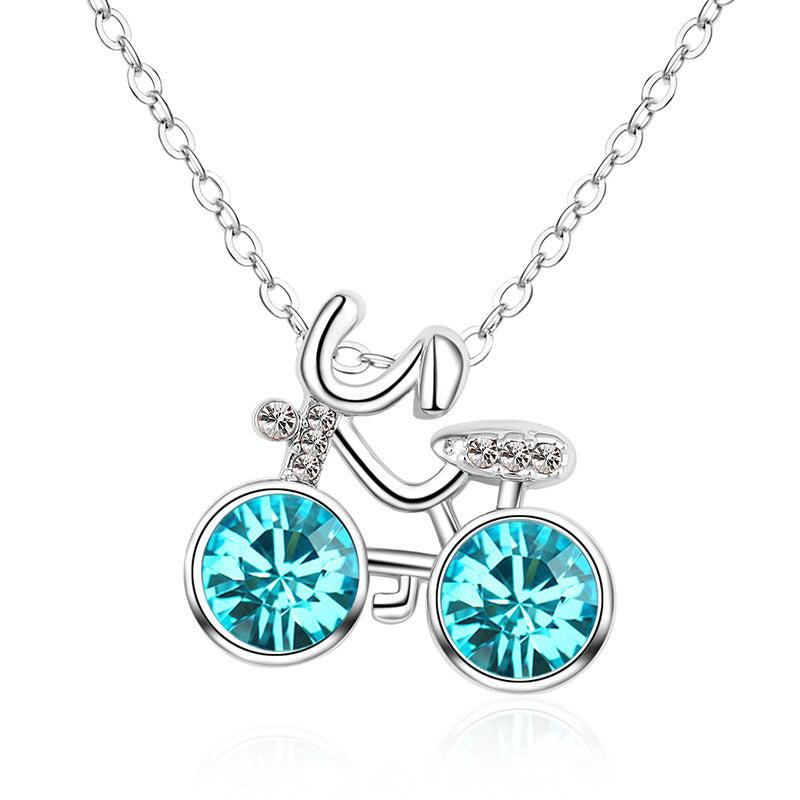 CZ Bicycle Necklace in Blue colour