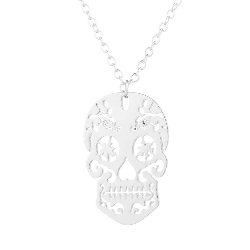 Decorative Skull Pendant Necklace in Silver colour