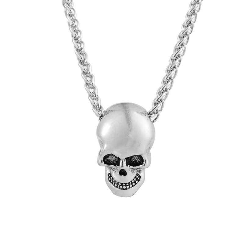 Punk Skull Necklace in Silver colour