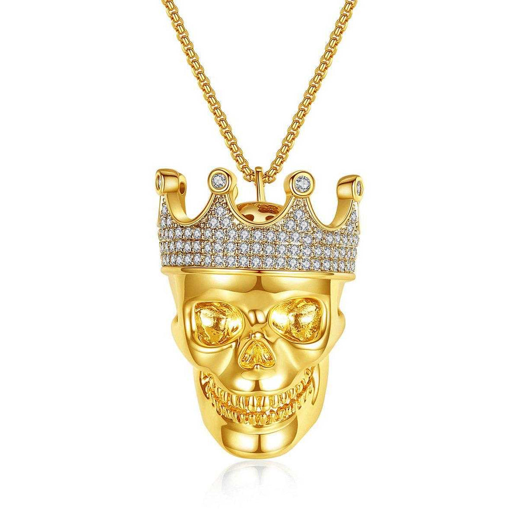 Cycolinks Hip Hop Skull Crown Cubic Zircon Necklace - Cycolinks