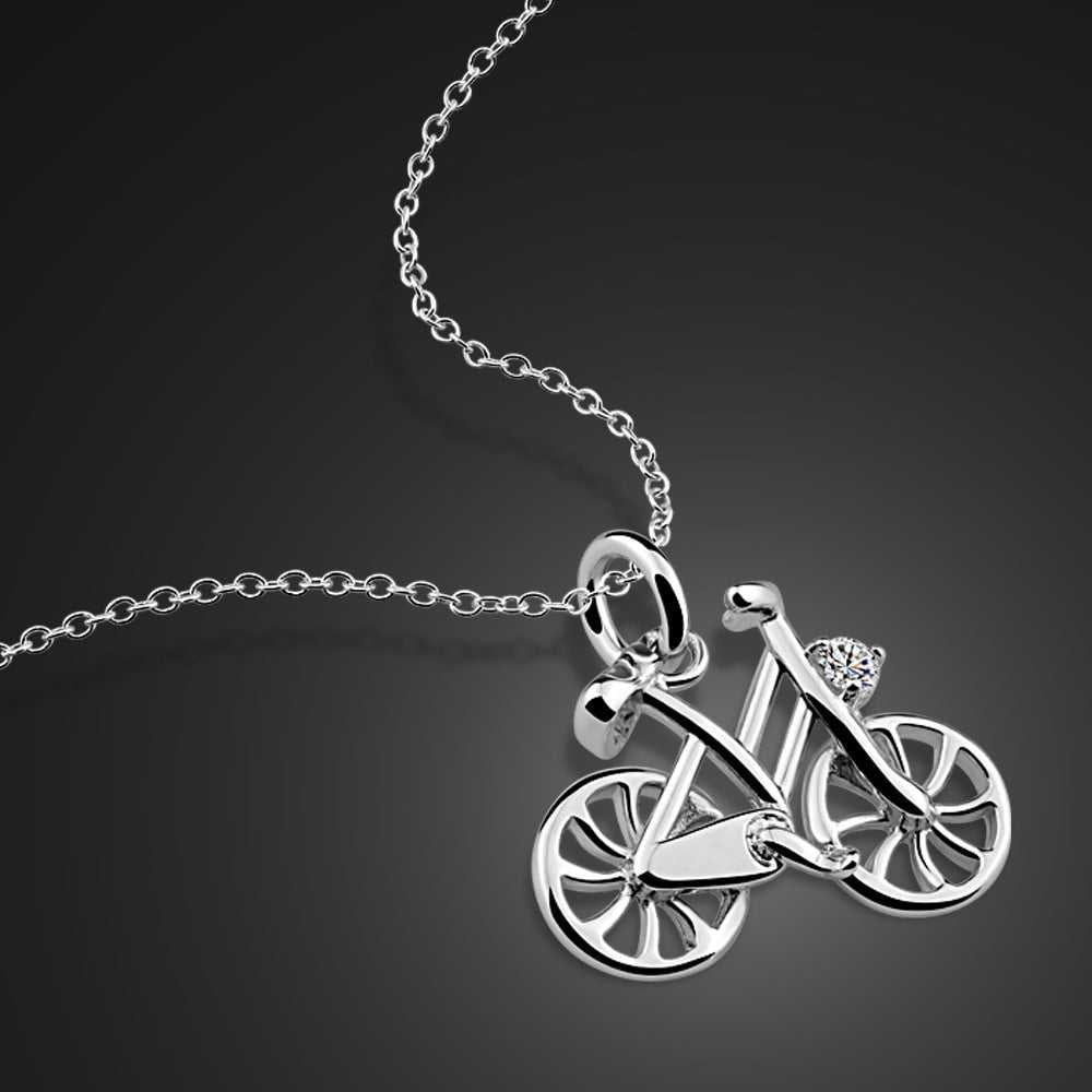 925 Sterling Silver Bicycle Necklace