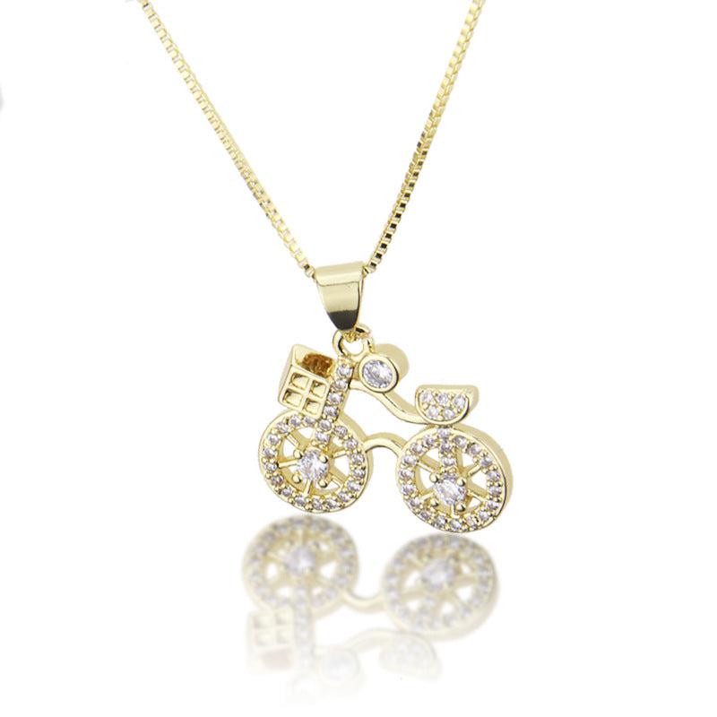 Gold-plated CZ Bicycle Necklace