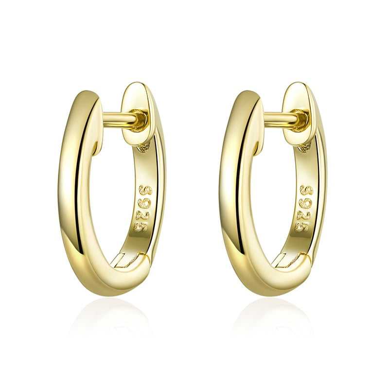 925 Sterling Silver Polished Hoop Earrings in Gold colour