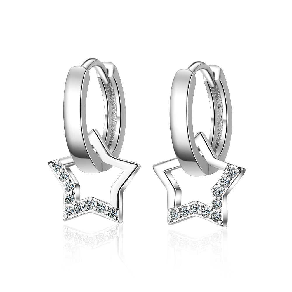925 Sterling Silver Star Drop Earrings