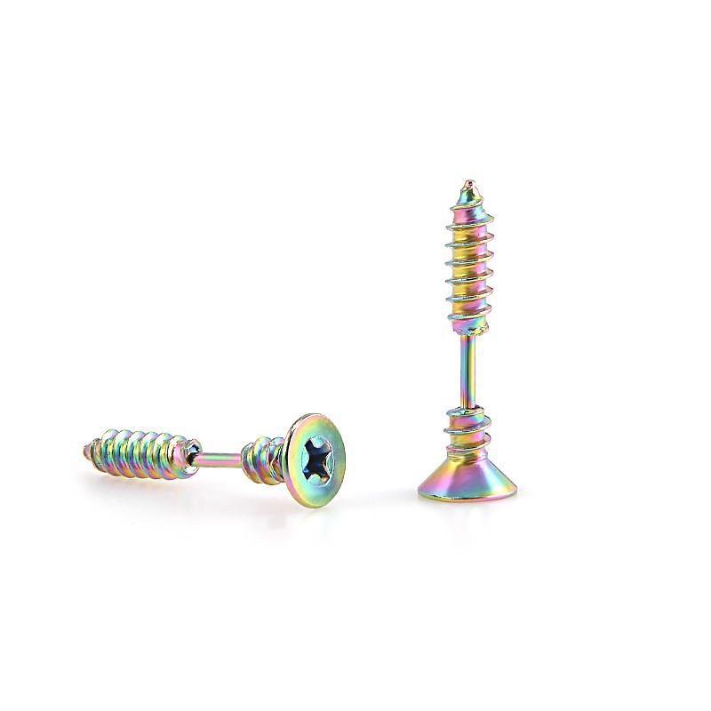 Stainless Steel Screw Earrings in Rainbow colour