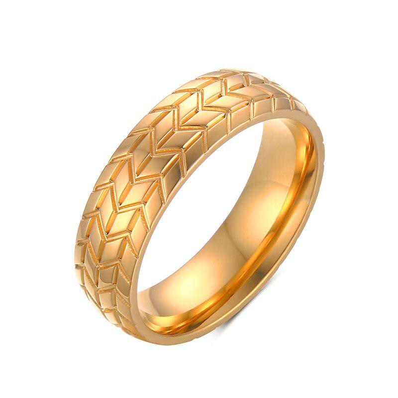 6mm Tyre Tread Ring in Gold colour
