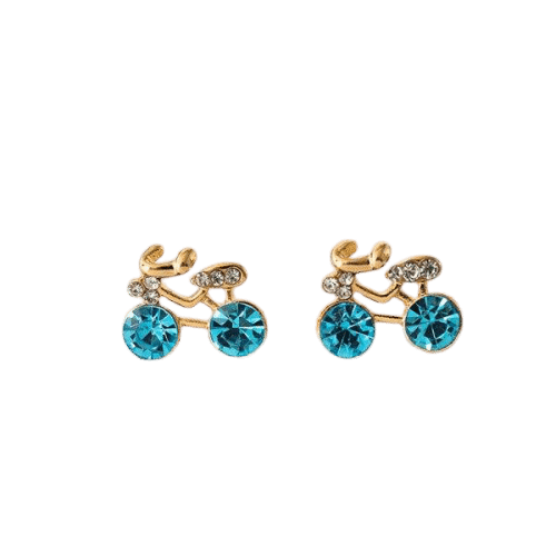 Cycolinks Golden Crystal Stud Bicycle Earrings - Cycolinks