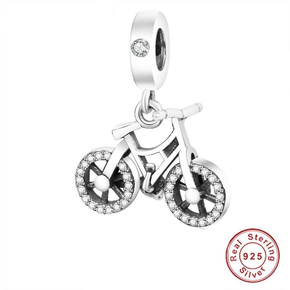 925 Sterling Silver Crystal Bicycle Charm