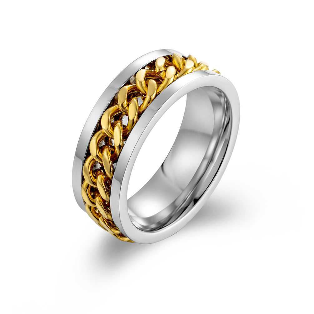 Steel Chain Spinner Ring in Gold colour
