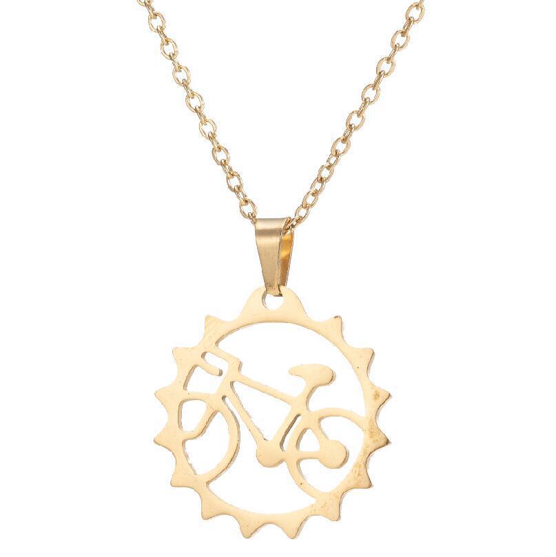 Bicycle Sprocket Necklace in Gold colour
