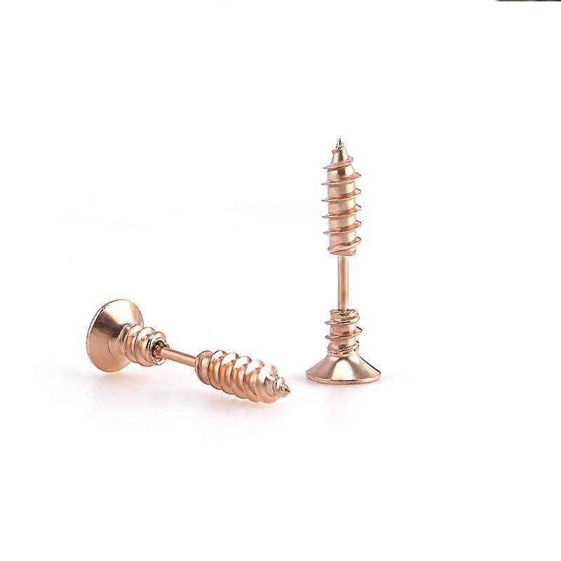 Stainless Steel Screw Earrings in Gold colour