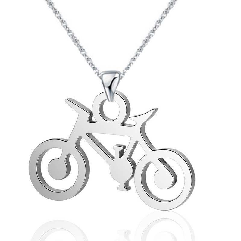 Cycling Rider Cord Necklace in Silver colour