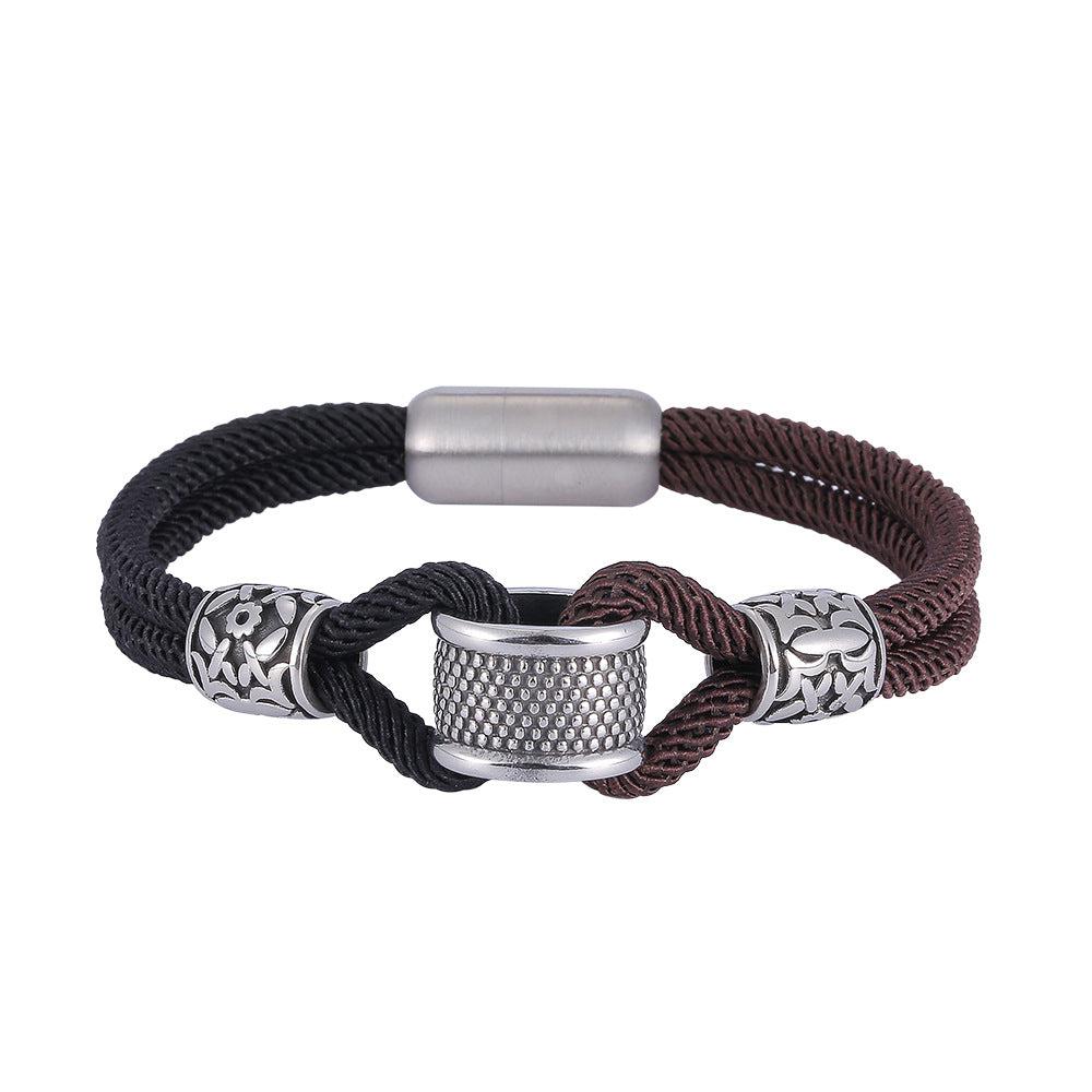 Titanium Steel Tread Multicolour Rope Bead in Brown colour