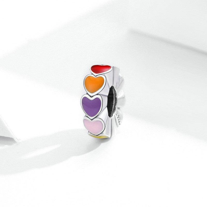 925 Sterling Silver Colourful Hearts Charm