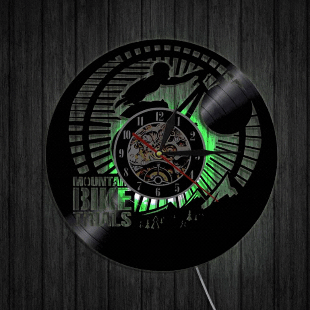 Mountain Bike Trials Vinyl Clock