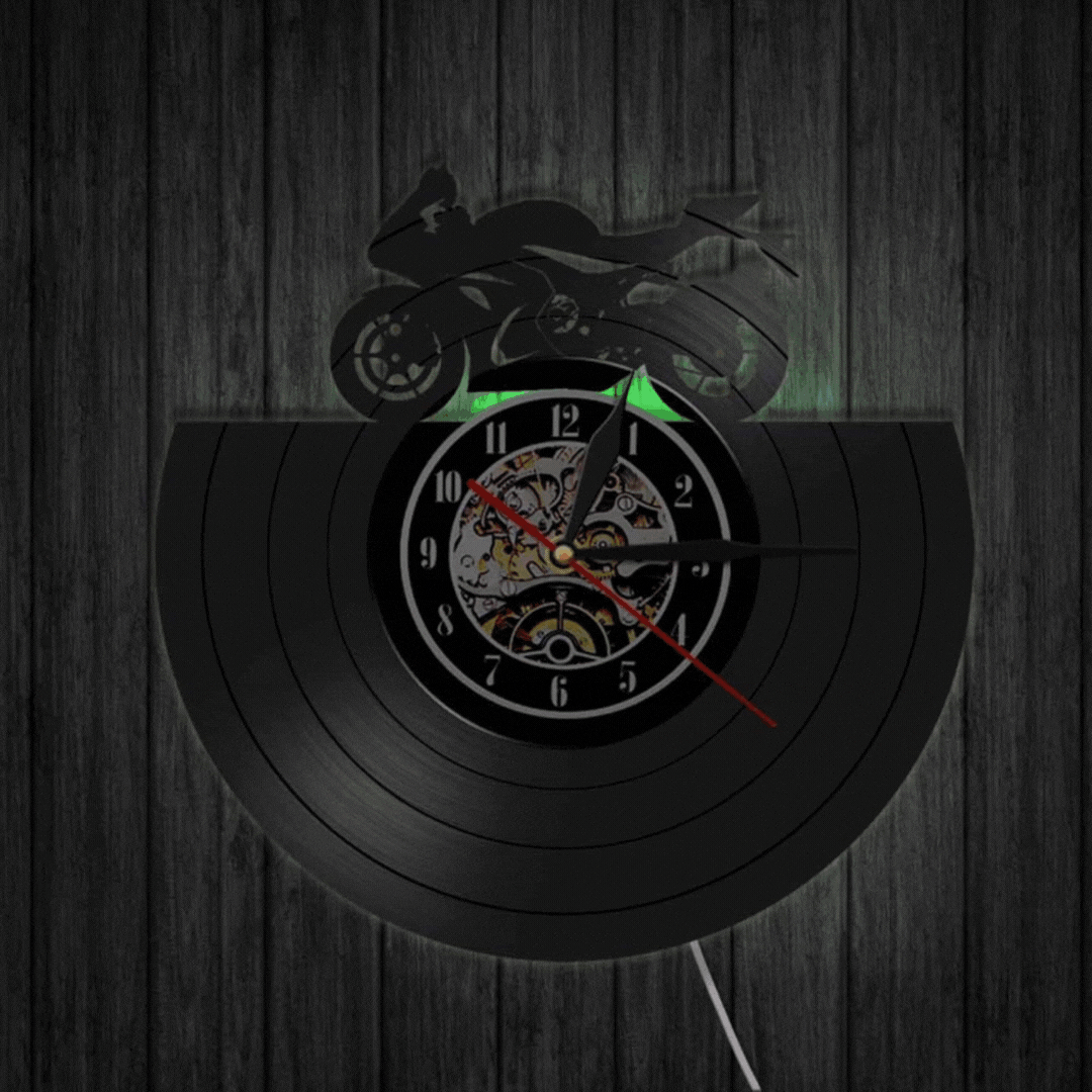 Motorbike Silhouette Vinyl Clock