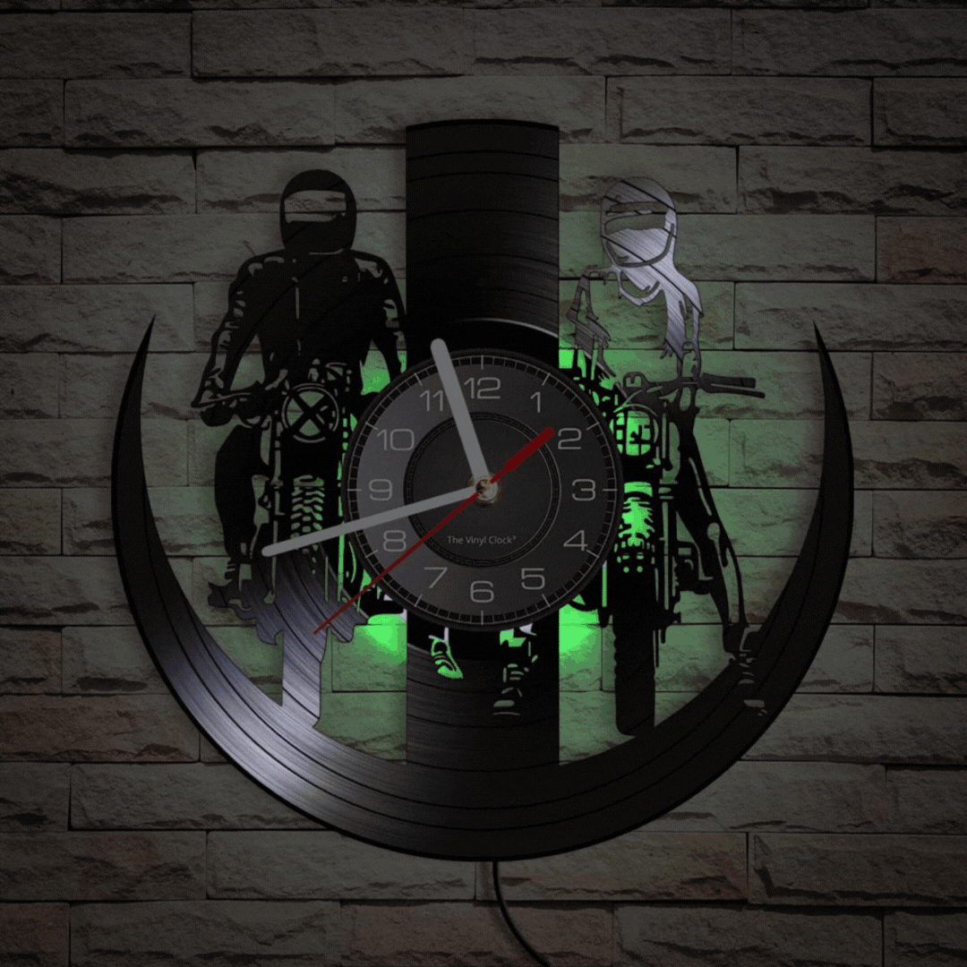Motorbike Couple Vinyl Clock