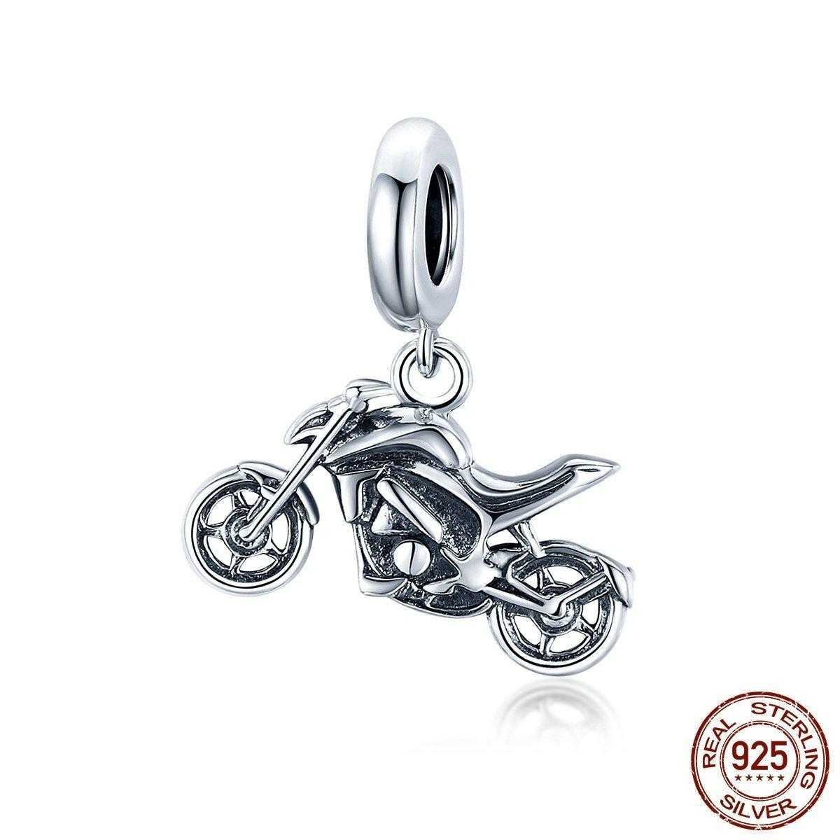 925 Sterling Silver Motorcycle Dangle Charm
