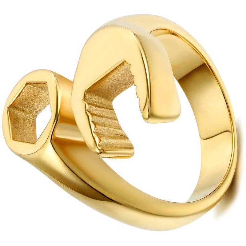 Stainless Steel Wrench Ring in Gold colour