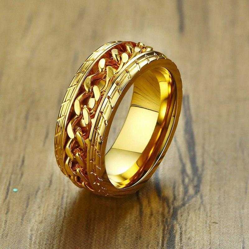 Tyre Chain Spinner Ring in Gold colour