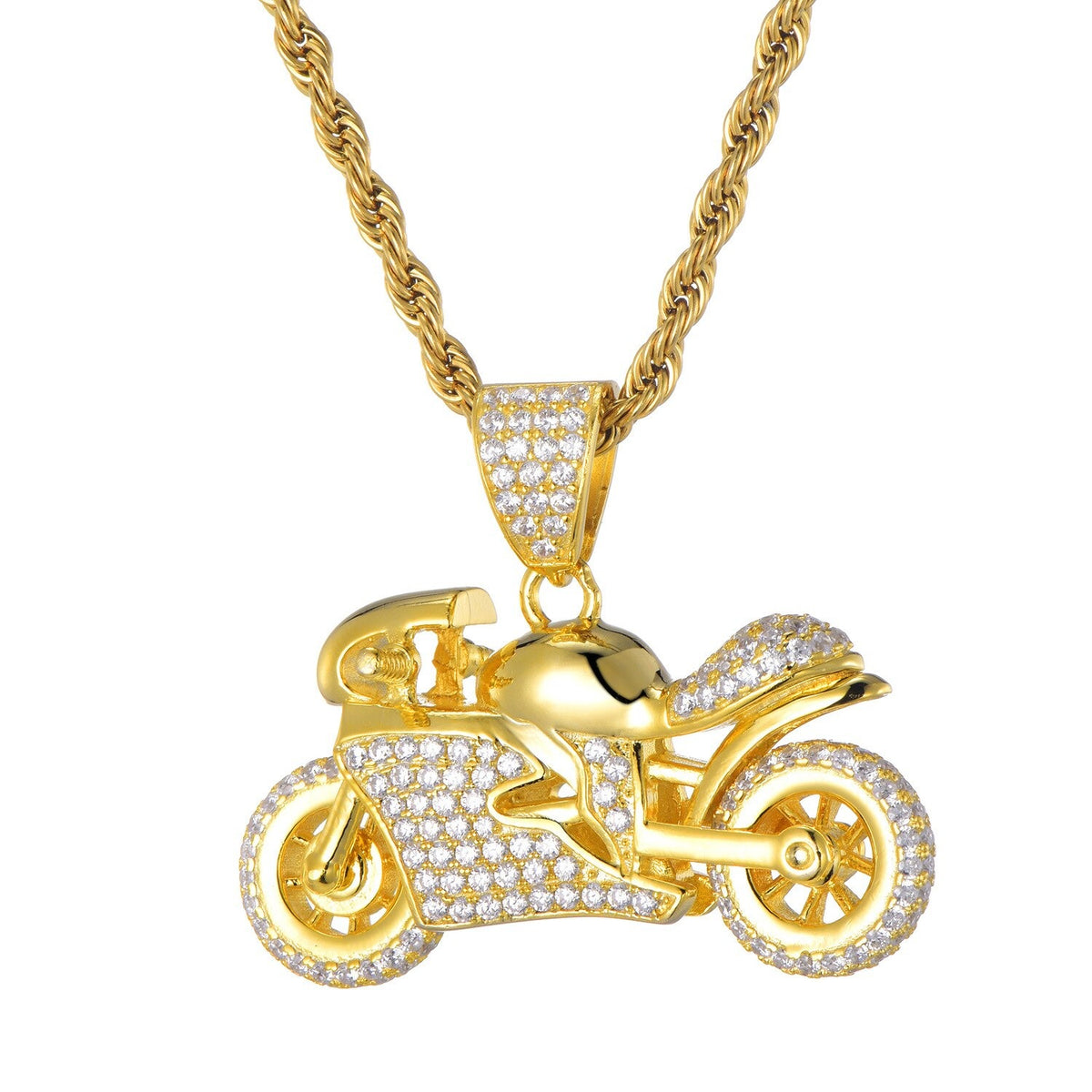 CZ Motorbike Rope Chain Necklace