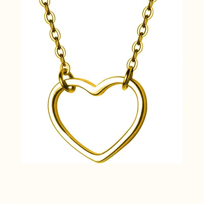925 Sterling Silver Open Heart Necklace in Gold colour
