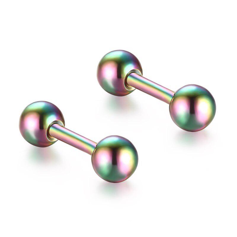 Dumbbell Stud Earrings in Rainbow colour